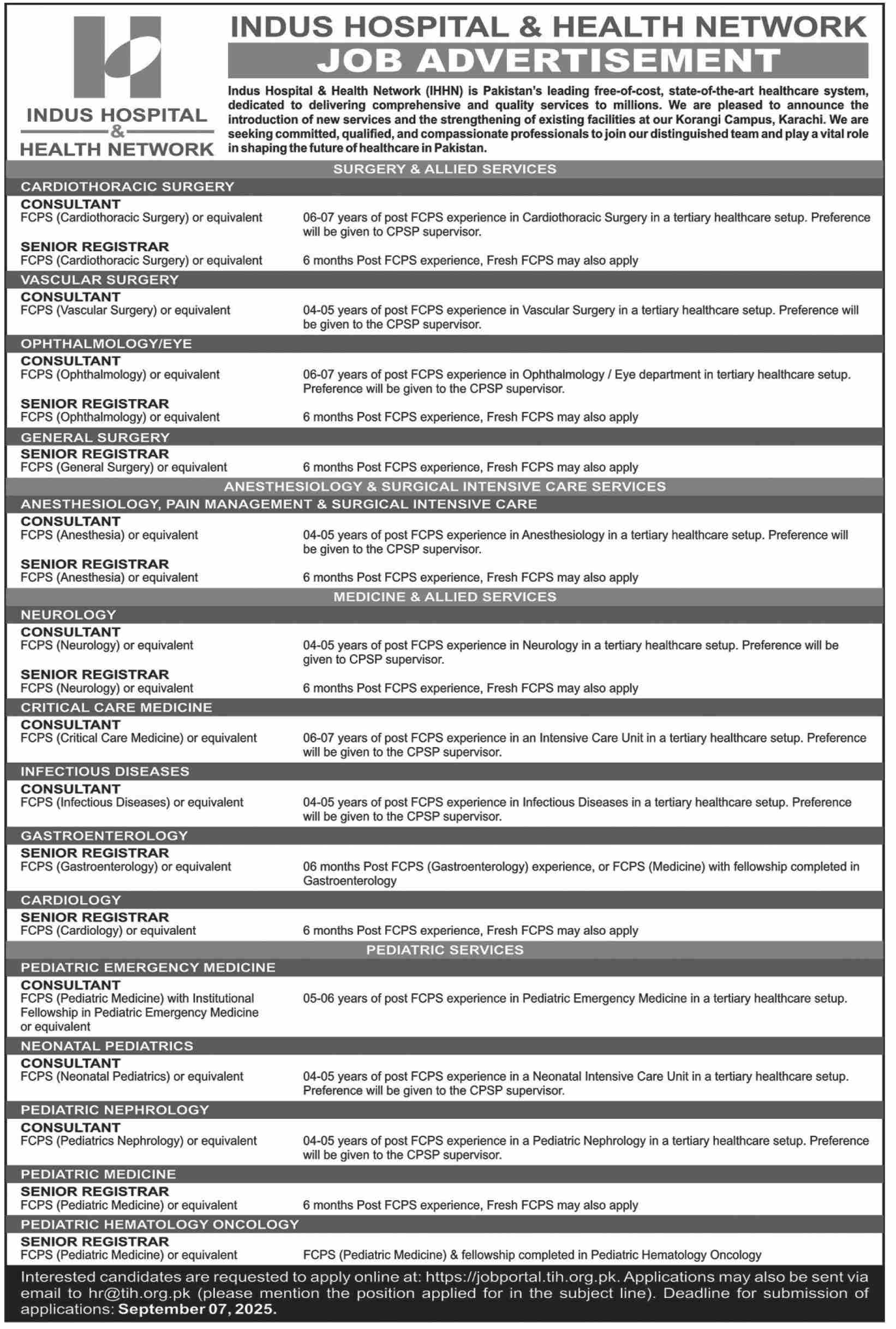 Jobs in Indus Hospital & Health Network